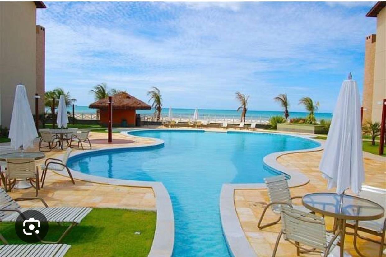 Apartamento Vista Total Do Mar Uma Cobertura A 400M Do Beach Park No Porto Das Dunas Aquiraz Condominio Terramaris Piscina Ampla Parque Infantil Sauna Estacionamento Privado Kültér fotó